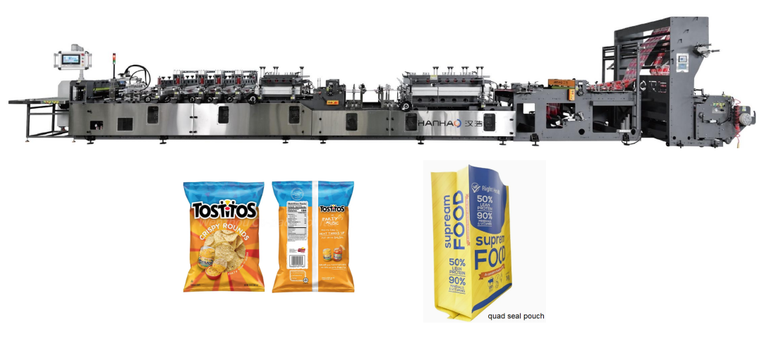 HHAO600X-ZF High Speed Center Seal Quad Seal  Pouch Making Machine